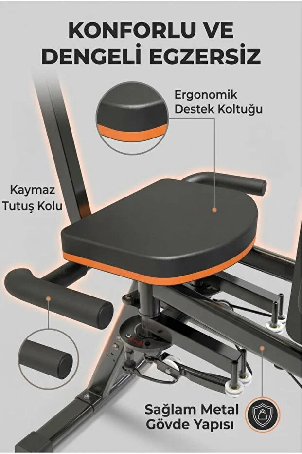 DEMPOWER 160 Kg Kapasiteli, Stabil Ayak Platformlu Kalça Ve Bacak Egzersiz Aleti - Ekstra 2 Direnç Yaylı